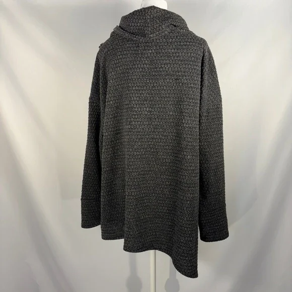 New York Laundry Women's Gray Textured Cowl Neck Tunic Top Button Detail L - Picture 6 of 12